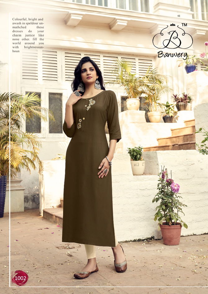 Banwery Mohini Latest Casual Wear Wear Embroidery Work Kurtis Collection